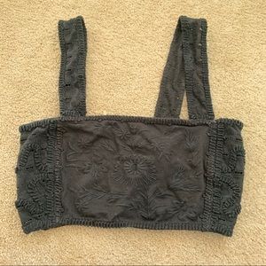 FP Black embroidered crop top